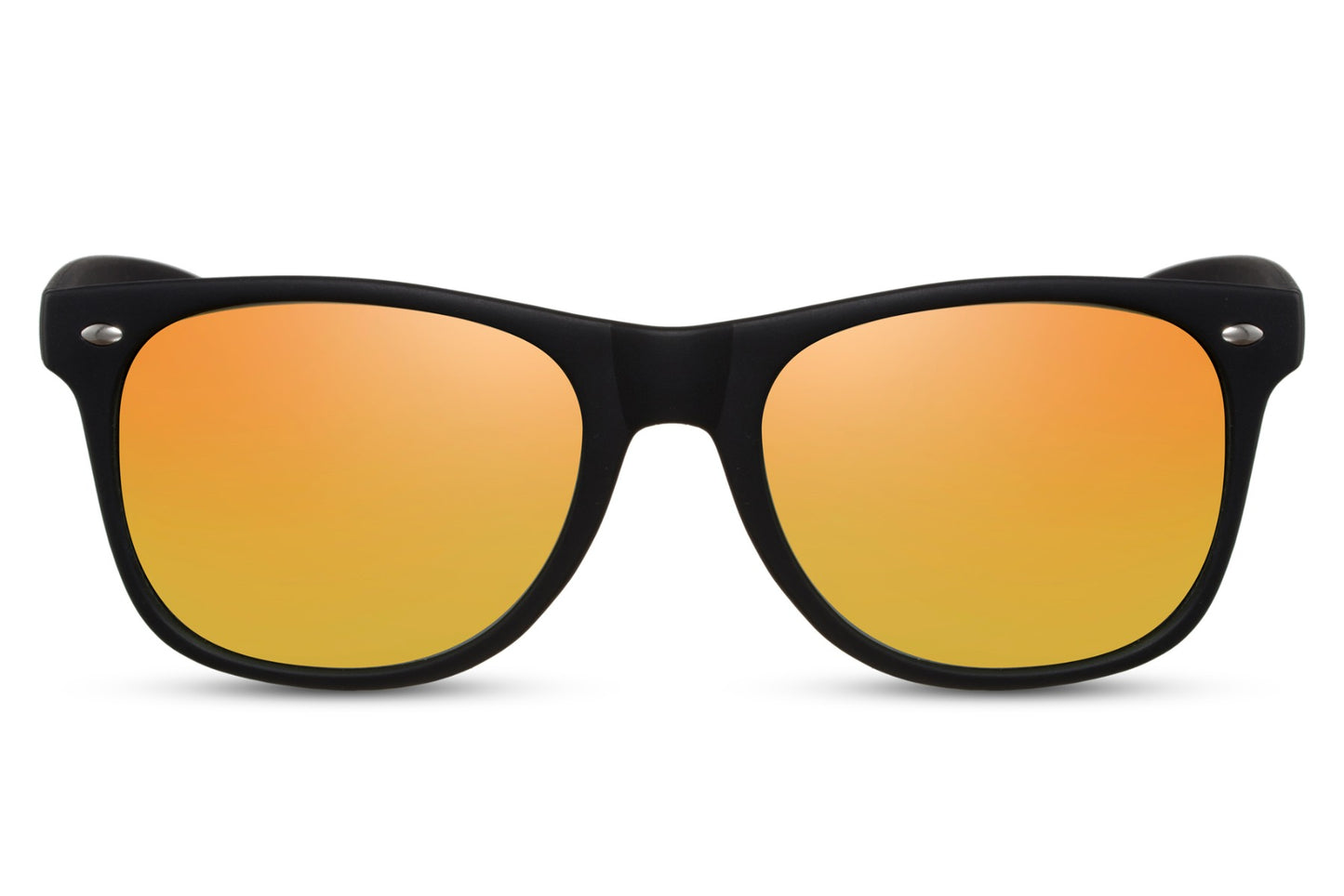 Unisex zonnebril met spiegelende oranje lenzen!