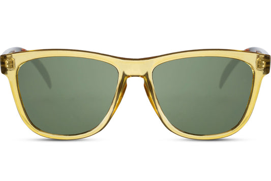 Een vrolijke, duurzame zonnebril die perfect past bij een zomerse en speelse look.