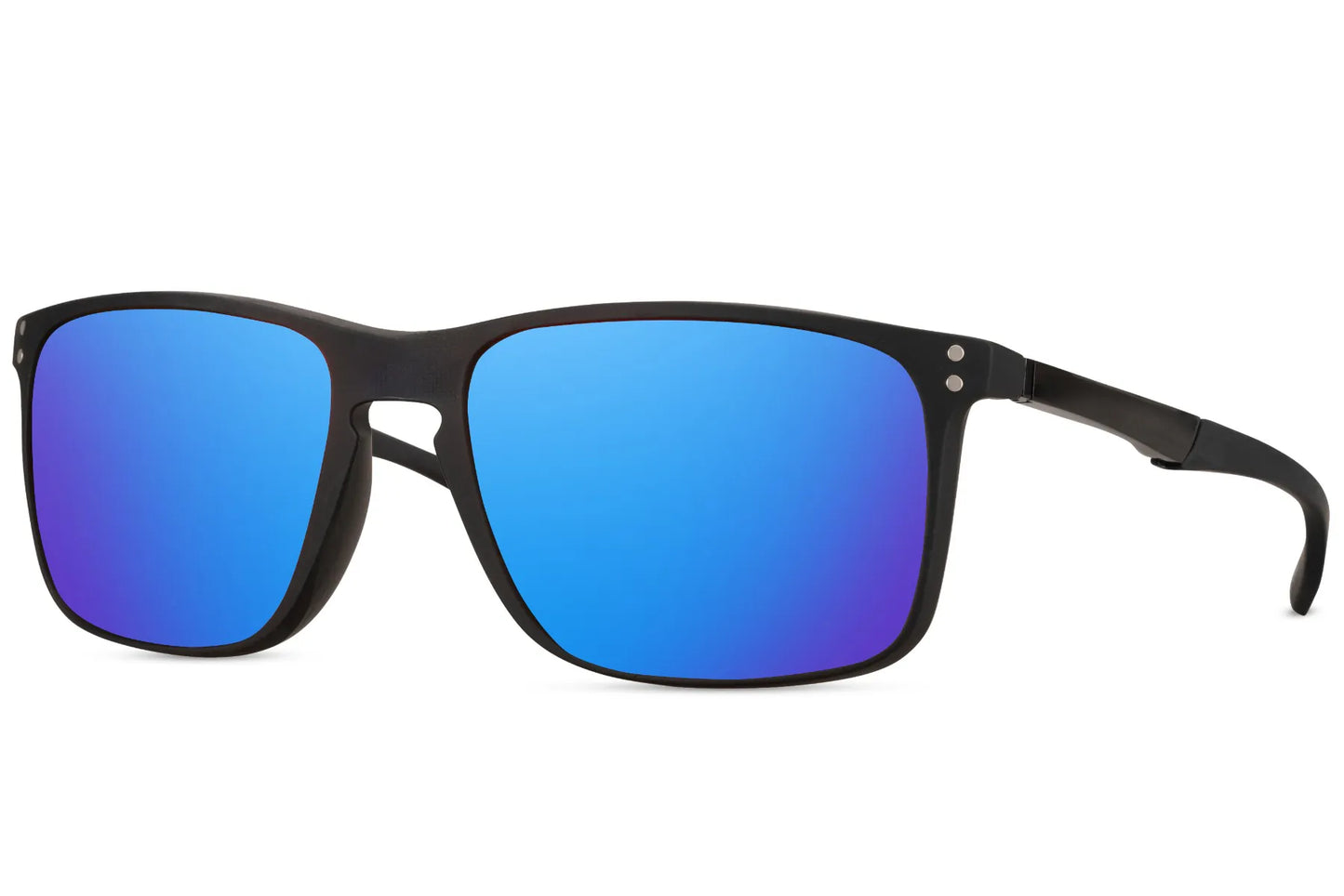 Unisex zonnebril zwart met blauwe spiegelglazen